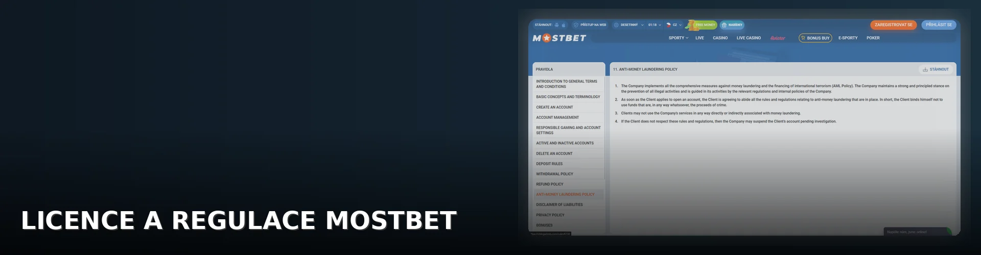 Mostbet - licence