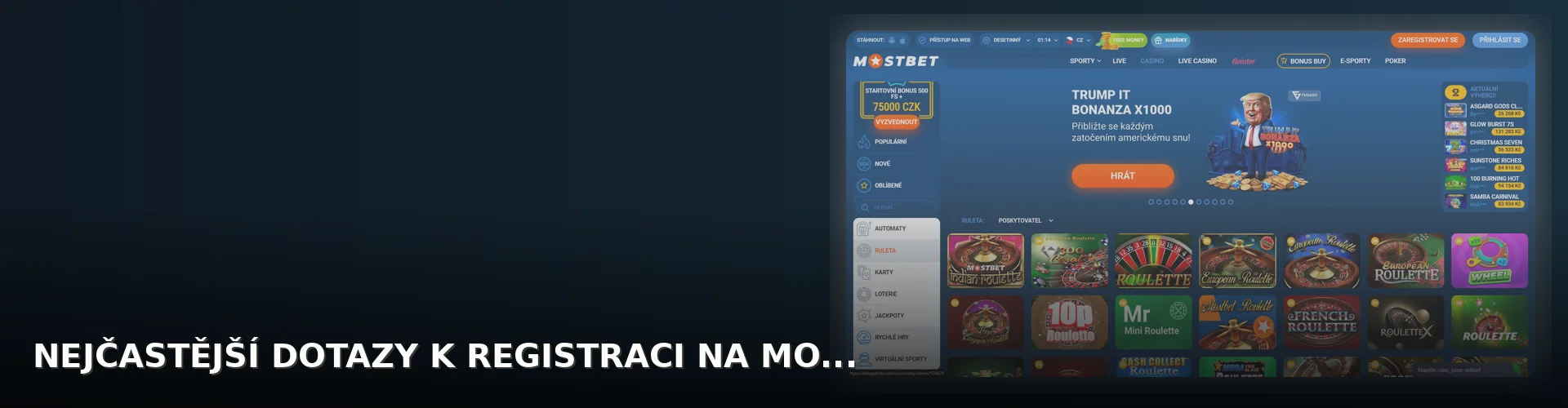 Mostbet - registrace